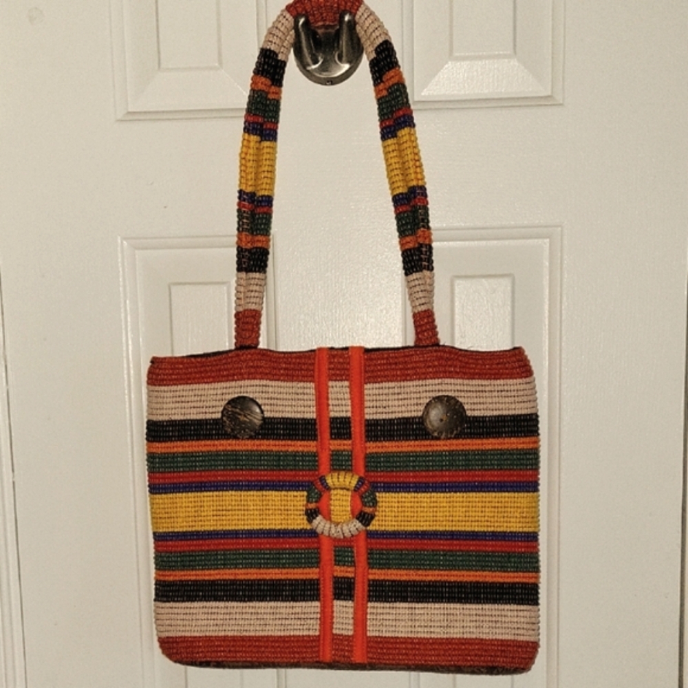 Multicolor Striped Handwoven Tote Bag